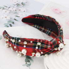Load image into Gallery viewer, Brown Headband for Women Pearl Knotted Headband Sparkly Rhinestone Pearls Top Knotted Headbands Fashion Accessories Cute Hair Bands for Women Girls