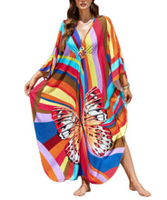Load image into Gallery viewer, NFVNKJ Boho Kaftan Plus Size Dress for Women, Batwing Sleeve Beach Cover Up, Casual Loose-Fit Loungewear and Swimsuit Dress