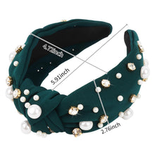 Load image into Gallery viewer, Brown Headband for Women Pearl Knotted Headband Sparkly Rhinestone Pearls Top Knotted Headbands Fashion Accessories Cute Hair Bands for Women Girls