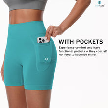 Load image into Gallery viewer, Evercute Women's Gym Shorts 3/4 Pack Seamless Scrunch Butt Lifting Workout Shorts 5" Tummy Control Ruched Booty Yoga Short