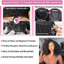 Load image into Gallery viewer, virginess Kinky Curly Half Wig Human Hair Wear Go Glueless Wigs 20 Inch Curly 3 In 1 Half Wigs for Black Women Drawstring Seamless Flip Headband Wig Human Hair Beginner Friendly