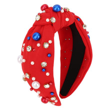 Load image into Gallery viewer, Brown Headband for Women Pearl Knotted Headband Sparkly Rhinestone Pearls Top Knotted Headbands Fashion Accessories Cute Hair Bands for Women Girls