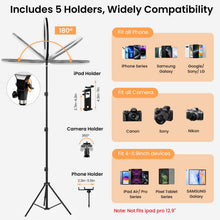 Load image into Gallery viewer, 22'' Ring Light with 75'' Tripod Stand, LED Display/2 USB Ports/6500K Dimmable Ring Light for ipad Phone Holder for Tattoo Lash Live Makeup Video Recording TikTok Barber Stylist Photography