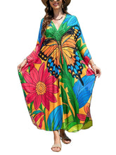 Load image into Gallery viewer, NFVNKJ Boho Kaftan Plus Size Dress for Women, Batwing Sleeve Beach Cover Up, Casual Loose-Fit Loungewear and Swimsuit Dress