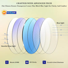 Load image into Gallery viewer, Blue Light Glasses for Woman Men, 99% Blocking Square Frame 5 Pairs | Anti Eyestrain &amp; UV Glare Protection, Computer Blue Light Blocking Glasses for Gaming TV Phone Screen