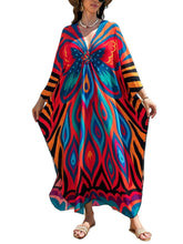 Load image into Gallery viewer, NFVNKJ Boho Kaftan Plus Size Dress for Women, Batwing Sleeve Beach Cover Up, Casual Loose-Fit Loungewear and Swimsuit Dress