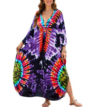 Load image into Gallery viewer, NFVNKJ Boho Kaftan Plus Size Dress for Women, Batwing Sleeve Beach Cover Up, Casual Loose-Fit Loungewear and Swimsuit Dress