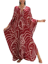 Load image into Gallery viewer, NFVNKJ Boho Kaftan Plus Size Dress for Women, Batwing Sleeve Beach Cover Up, Casual Loose-Fit Loungewear and Swimsuit Dress