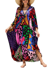 Load image into Gallery viewer, NFVNKJ Boho Kaftan Plus Size Dress for Women, Batwing Sleeve Beach Cover Up, Casual Loose-Fit Loungewear and Swimsuit Dress