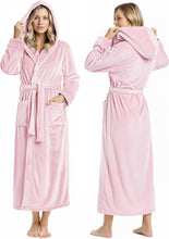 Load image into Gallery viewer, Premium Plush Fleece Robes for Women with Hood Fluffy Soft Long Bathrobe