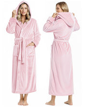 Load image into Gallery viewer, Premium Plush Fleece Robes for Women with Hood Fluffy Soft Long Bathrobe