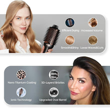 Load image into Gallery viewer, TYMO Hair Dryer Brush Blow Dryer Brush in One, 4 in 1 Ionic Hairdryer and Styler Volumizer with Oval Titanium Barrel, Hot Air Straightener for Smooth Frizz-Free Blowout, Gold, 2.85 Inch
