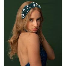 Load image into Gallery viewer, Brown Headband for Women Pearl Knotted Headband Sparkly Rhinestone Pearls Top Knotted Headbands Fashion Accessories Cute Hair Bands for Women Girls