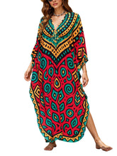Load image into Gallery viewer, NFVNKJ Boho Kaftan Plus Size Dress for Women, Batwing Sleeve Beach Cover Up, Casual Loose-Fit Loungewear and Swimsuit Dress