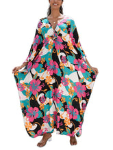 Load image into Gallery viewer, NFVNKJ Boho Kaftan Plus Size Dress for Women, Batwing Sleeve Beach Cover Up, Casual Loose-Fit Loungewear and Swimsuit Dress