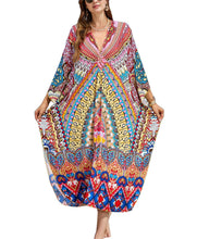 Load image into Gallery viewer, NFVNKJ Boho Kaftan Plus Size Dress for Women, Batwing Sleeve Beach Cover Up, Casual Loose-Fit Loungewear and Swimsuit Dress