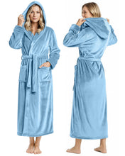 Load image into Gallery viewer, Premium Plush Fleece Robes for Women with Hood Fluffy Soft Long Bathrobe