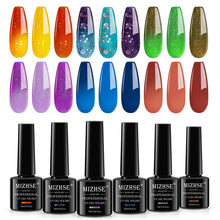 Load image into Gallery viewer, MIZHSE Pearl Gel Nail Polish Set, 6 Colors Iridescent Shimmer Aurora Blue Pearl White Purple Mermaid Gel Nail Polish Soak Off U V LED Shell Thread Effect,for Nail Salon Home Manicure