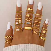 Load image into Gallery viewer, FAXHION 68 Pcs Gold Jewelry Set for Women with 7 Necklace, 17 Bracelet, 5 Hoop Earrings, 15 Stud Earrings, 24 Knuckle Rings for Women Jewelry Set for Women