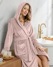 Load image into Gallery viewer, Premium Plush Fleece Robes for Women with Hood Fluffy Soft Long Bathrobe