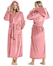 Load image into Gallery viewer, Premium Plush Fleece Robes for Women with Hood Fluffy Soft Long Bathrobe