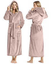 Load image into Gallery viewer, Premium Plush Fleece Robes for Women with Hood Fluffy Soft Long Bathrobe