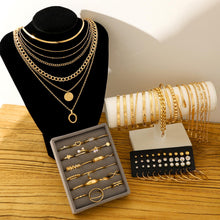 Load image into Gallery viewer, FAXHION 68 Pcs Gold Jewelry Set for Women with 7 Necklace, 17 Bracelet, 5 Hoop Earrings, 15 Stud Earrings, 24 Knuckle Rings for Women Jewelry Set for Women