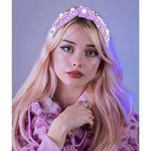 Load image into Gallery viewer, Brown Headband for Women Pearl Knotted Headband Sparkly Rhinestone Pearls Top Knotted Headbands Fashion Accessories Cute Hair Bands for Women Girls