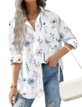 Load image into Gallery viewer, HOTOUCH Women Oversized Button Down Shirts Long Sleeve Blouses with Pocket | Lifgtweight Soft Drop Shoulder Tops, Boyfriend Causal Daily Office Outfits, Fashion Clothes