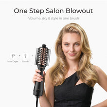 Load image into Gallery viewer, TYMO Hair Dryer Brush Blow Dryer Brush in One, 4 in 1 Ionic Hairdryer and Styler Volumizer with Oval Titanium Barrel, Hot Air Straightener for Smooth Frizz-Free Blowout, Gold, 2.85 Inch