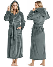 Load image into Gallery viewer, Premium Plush Fleece Robes for Women with Hood Fluffy Soft Long Bathrobe