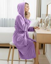 Load image into Gallery viewer, Premium Plush Fleece Robes for Women with Hood Fluffy Soft Long Bathrobe