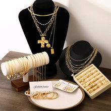 Load image into Gallery viewer, FAXHION 68 Pcs Gold Jewelry Set for Women with 7 Necklace, 17 Bracelet, 5 Hoop Earrings, 15 Stud Earrings, 24 Knuckle Rings for Women Jewelry Set for Women