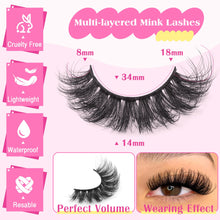 Load image into Gallery viewer, 14 Pairs Wispy Mink Lashes False Eye Lashes Natural Look 5D Volume 16mm Fake Eyelashes Pack by TNFVLONEINS