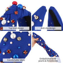 Load image into Gallery viewer, Brown Headband for Women Pearl Knotted Headband Sparkly Rhinestone Pearls Top Knotted Headbands Fashion Accessories Cute Hair Bands for Women Girls