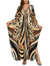 Load image into Gallery viewer, NFVNKJ Boho Kaftan Plus Size Dress for Women, Batwing Sleeve Beach Cover Up, Casual Loose-Fit Loungewear and Swimsuit Dress
