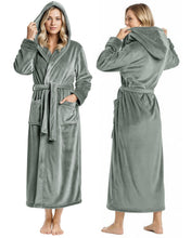 Load image into Gallery viewer, Premium Plush Fleece Robes for Women with Hood Fluffy Soft Long Bathrobe
