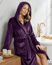 Load image into Gallery viewer, Premium Plush Fleece Robes for Women with Hood Fluffy Soft Long Bathrobe