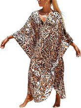 Load image into Gallery viewer, NFVNKJ Boho Kaftan Plus Size Dress for Women, Batwing Sleeve Beach Cover Up, Casual Loose-Fit Loungewear and Swimsuit Dress