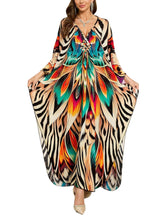 Load image into Gallery viewer, NFVNKJ Boho Kaftan Plus Size Dress for Women, Batwing Sleeve Beach Cover Up, Casual Loose-Fit Loungewear and Swimsuit Dress