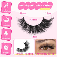 Load image into Gallery viewer, 14 Pairs Wispy Mink Lashes False Eye Lashes Natural Look 5D Volume 16mm Fake Eyelashes Pack by TNFVLONEINS