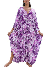 Load image into Gallery viewer, NFVNKJ Boho Kaftan Plus Size Dress for Women, Batwing Sleeve Beach Cover Up, Casual Loose-Fit Loungewear and Swimsuit Dress