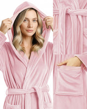 Load image into Gallery viewer, Premium Plush Fleece Robes for Women with Hood Fluffy Soft Long Bathrobe