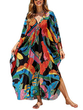 Load image into Gallery viewer, NFVNKJ Boho Kaftan Plus Size Dress for Women, Batwing Sleeve Beach Cover Up, Casual Loose-Fit Loungewear and Swimsuit Dress