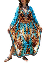 Load image into Gallery viewer, NFVNKJ Boho Kaftan Plus Size Dress for Women, Batwing Sleeve Beach Cover Up, Casual Loose-Fit Loungewear and Swimsuit Dress