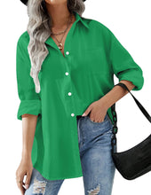 Load image into Gallery viewer, HOTOUCH Women Oversized Button Down Shirts Long Sleeve Blouses with Pocket | Lifgtweight Soft Drop Shoulder Tops, Boyfriend Causal Daily Office Outfits, Fashion Clothes