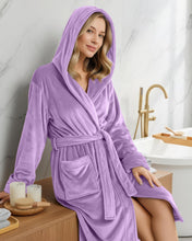 Load image into Gallery viewer, Premium Plush Fleece Robes for Women with Hood Fluffy Soft Long Bathrobe