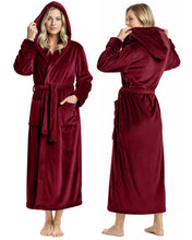 Load image into Gallery viewer, Premium Plush Fleece Robes for Women with Hood Fluffy Soft Long Bathrobe