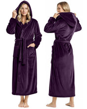 Load image into Gallery viewer, Premium Plush Fleece Robes for Women with Hood Fluffy Soft Long Bathrobe
