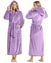Load image into Gallery viewer, Premium Plush Fleece Robes for Women with Hood Fluffy Soft Long Bathrobe